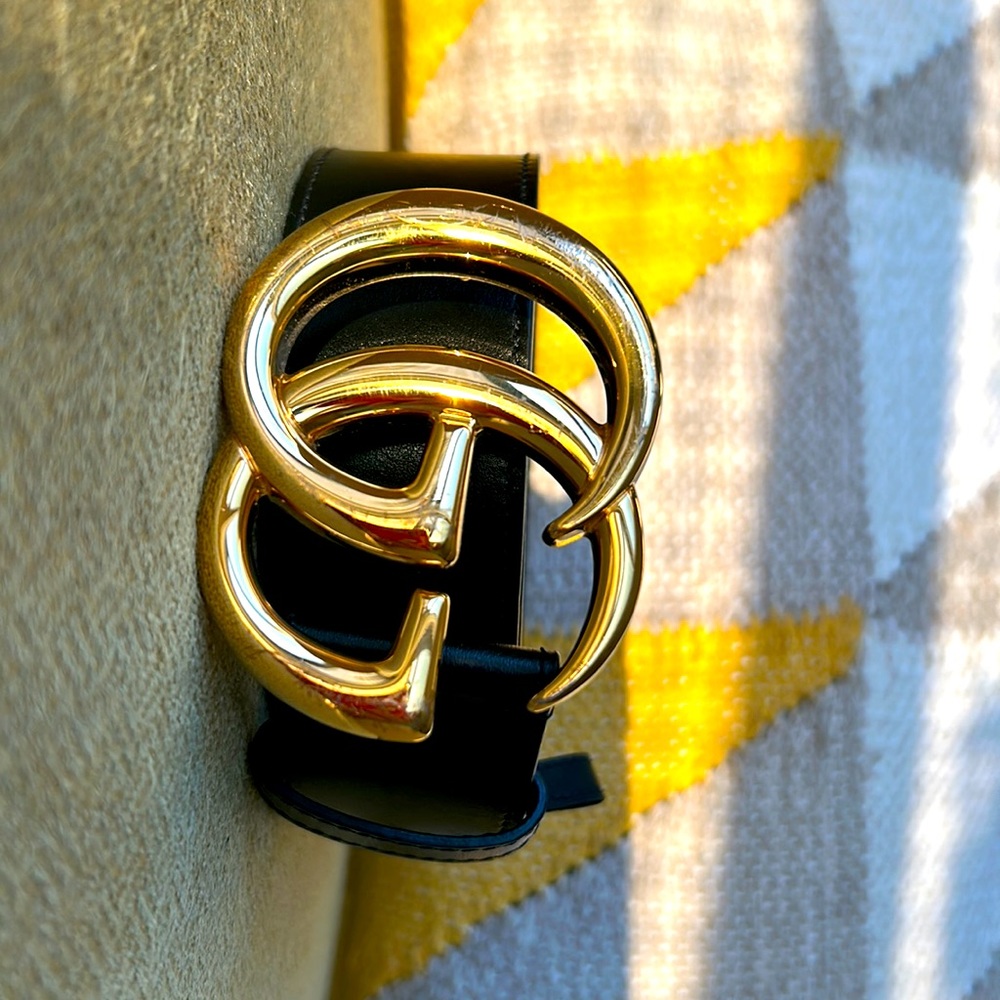 GG MARMONT LEATHER BELT WITH SHINY BUCKLE